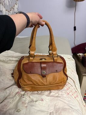 Rare Authentic Vintage Chloe “Maggie”  Leather Satchel In Cognac & Antilope